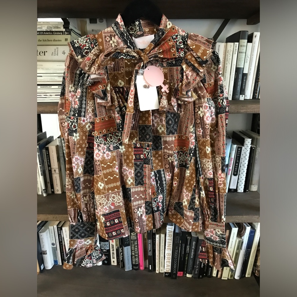 NWT Selkie The Elizabeth Blouse in Brown Pink and Black Patchouli Pattern Size S - Picture 2 of 16